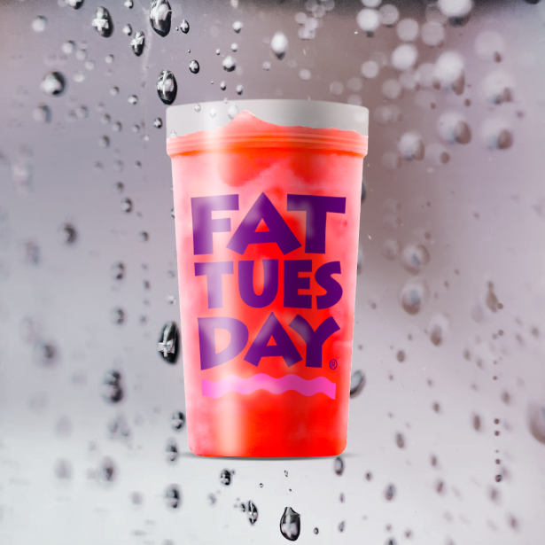 Red and pink striped frozen drink