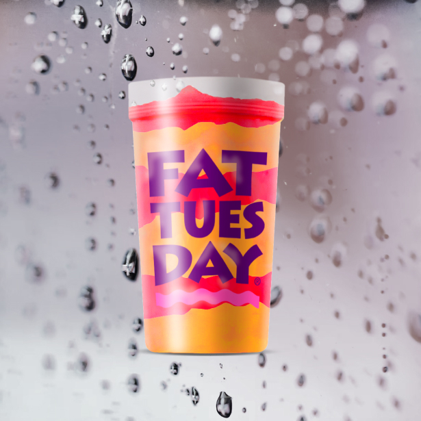 Orange and pink striped Fat Tuesday drink