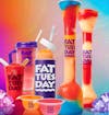 Assortment of Fat Tuesday drinks with a lot of colour and crazy-shaped cups